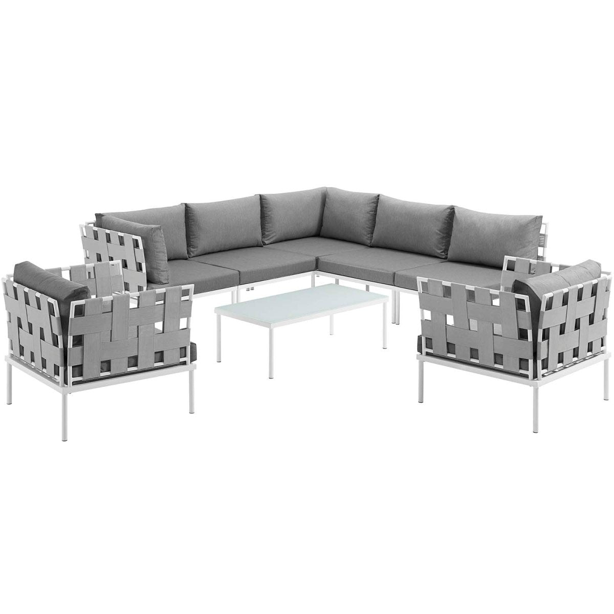 Harmony 8 Piece Outdoor Patio Aluminum Sectional Sofa Set - BUILDMYPLACE