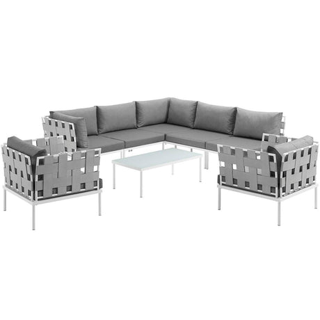 Harmony 8 Piece Outdoor Patio Aluminum Sectional Sofa Set - BUILDMYPLACE