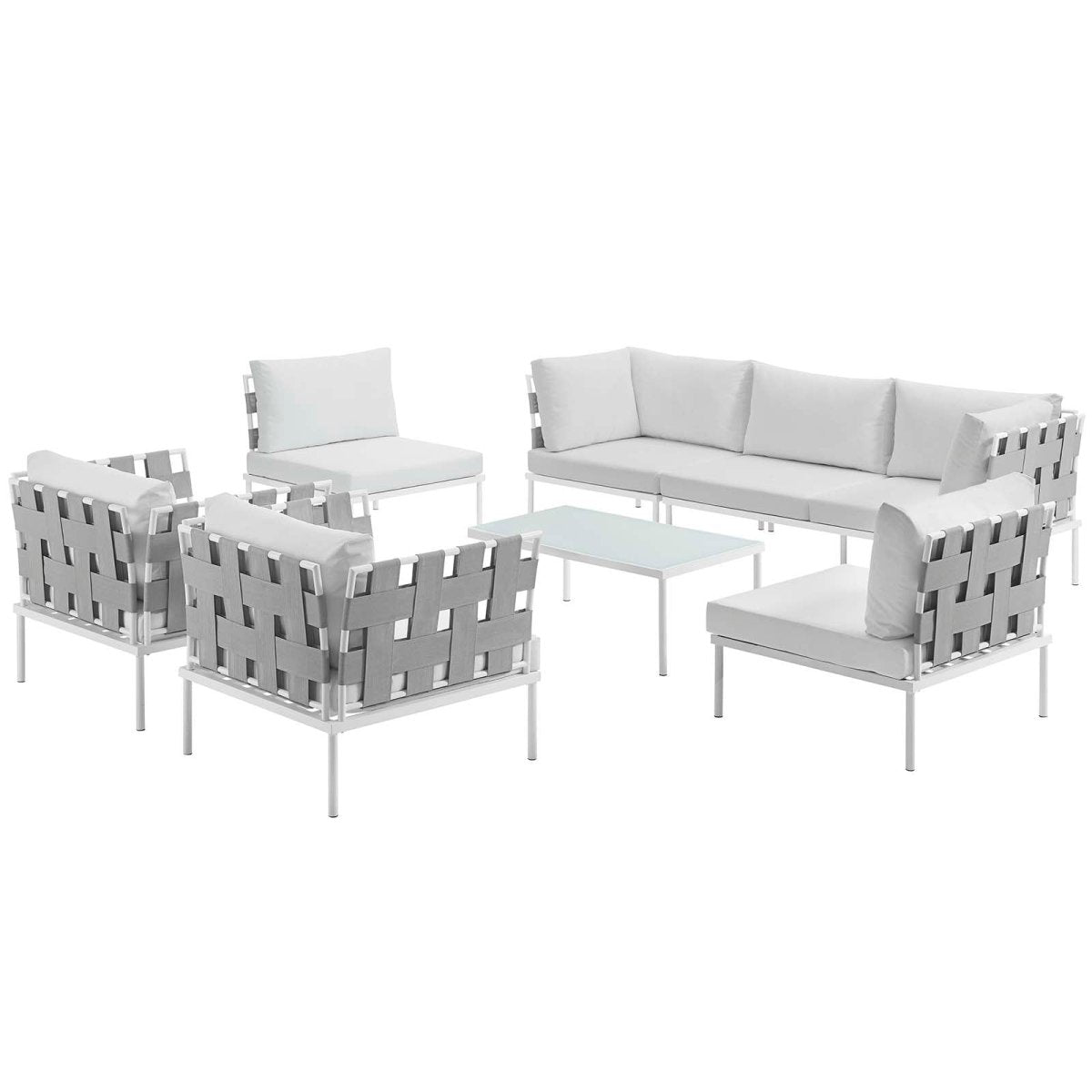 Harmony 8 Piece Outdoor Patio Aluminum Sectional Sofa Set - BUILDMYPLACE