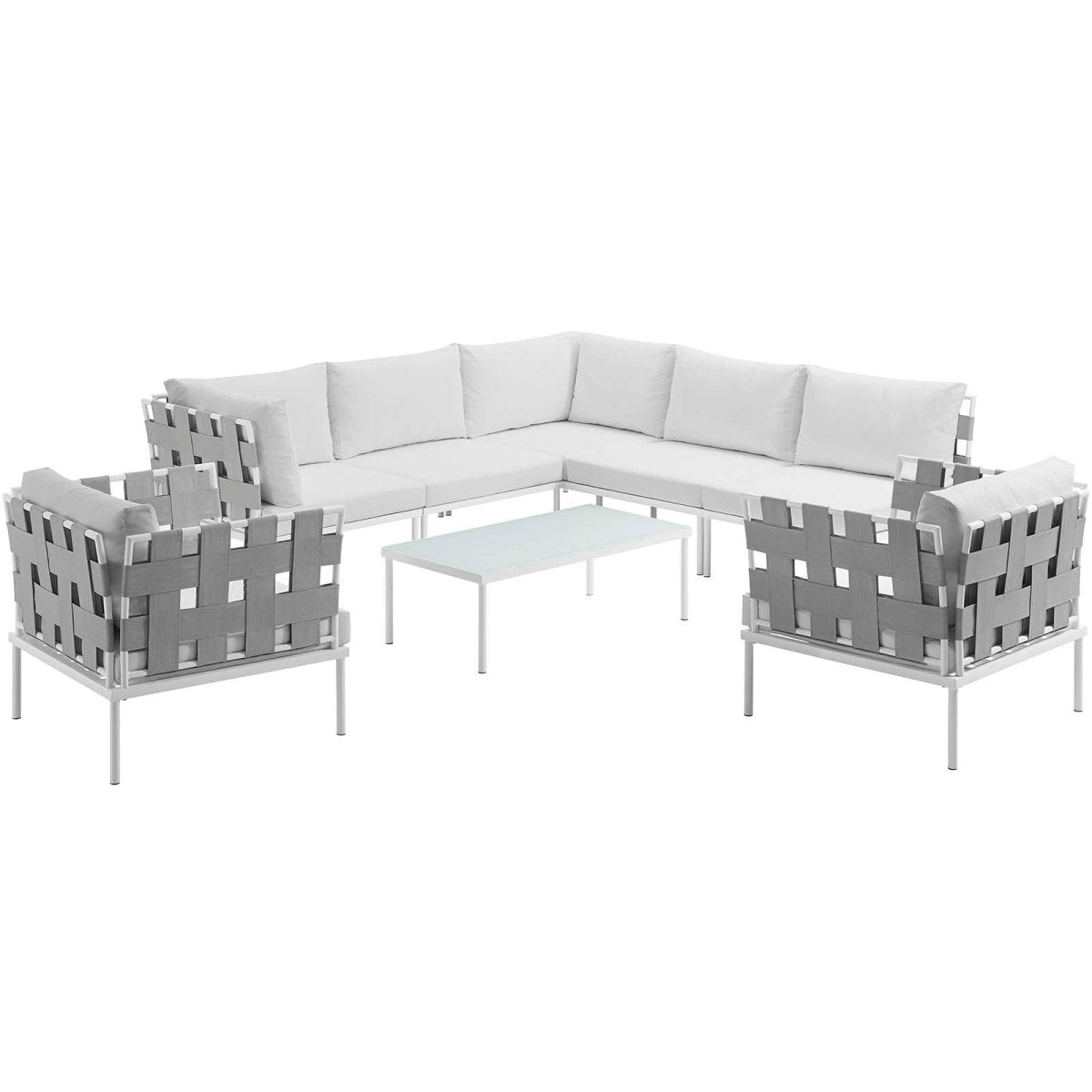 Harmony 8 Piece Outdoor Patio Aluminum Sectional Sofa Set - BUILDMYPLACE