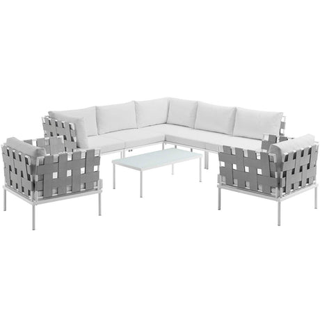 Harmony 8 Piece Outdoor Patio Aluminum Sectional Sofa Set - BUILDMYPLACE