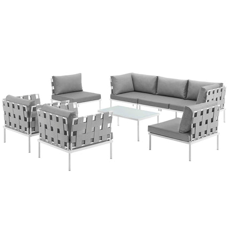 Harmony 8 Piece Outdoor Patio Aluminum Sectional Sofa Set - BUILDMYPLACE