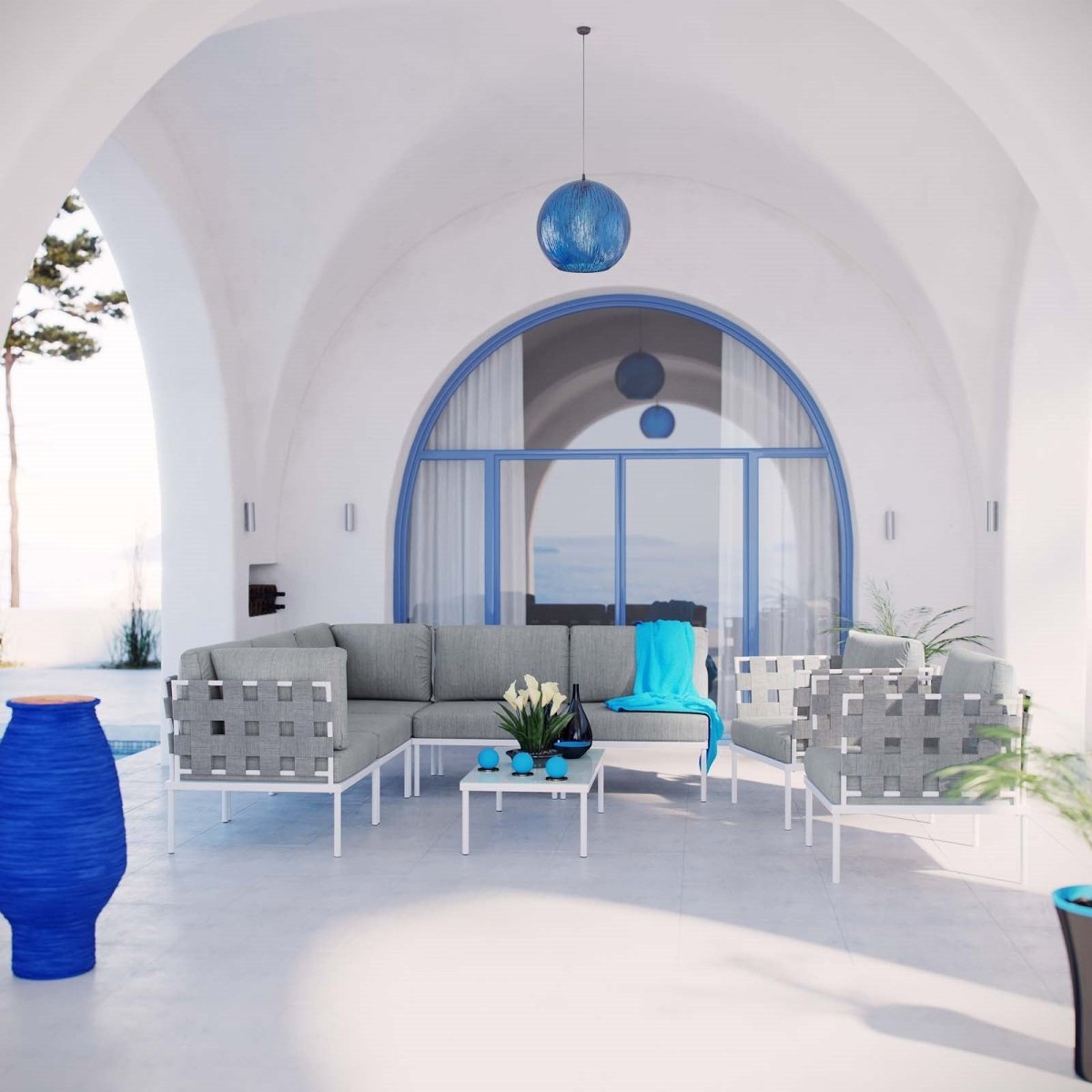 Harmony 8 Piece Outdoor Patio Aluminum Sectional Sofa Set - BUILDMYPLACE