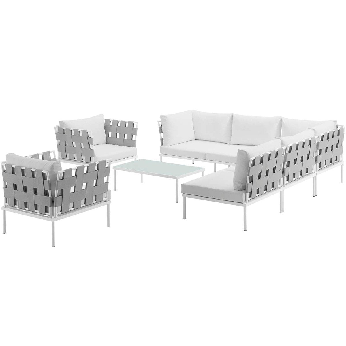 Harmony 8 Piece Outdoor Patio Aluminum Sectional Sofa Set - BUILDMYPLACE