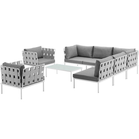 Harmony 8 Piece Outdoor Patio Aluminum Sectional Sofa Set - BUILDMYPLACE