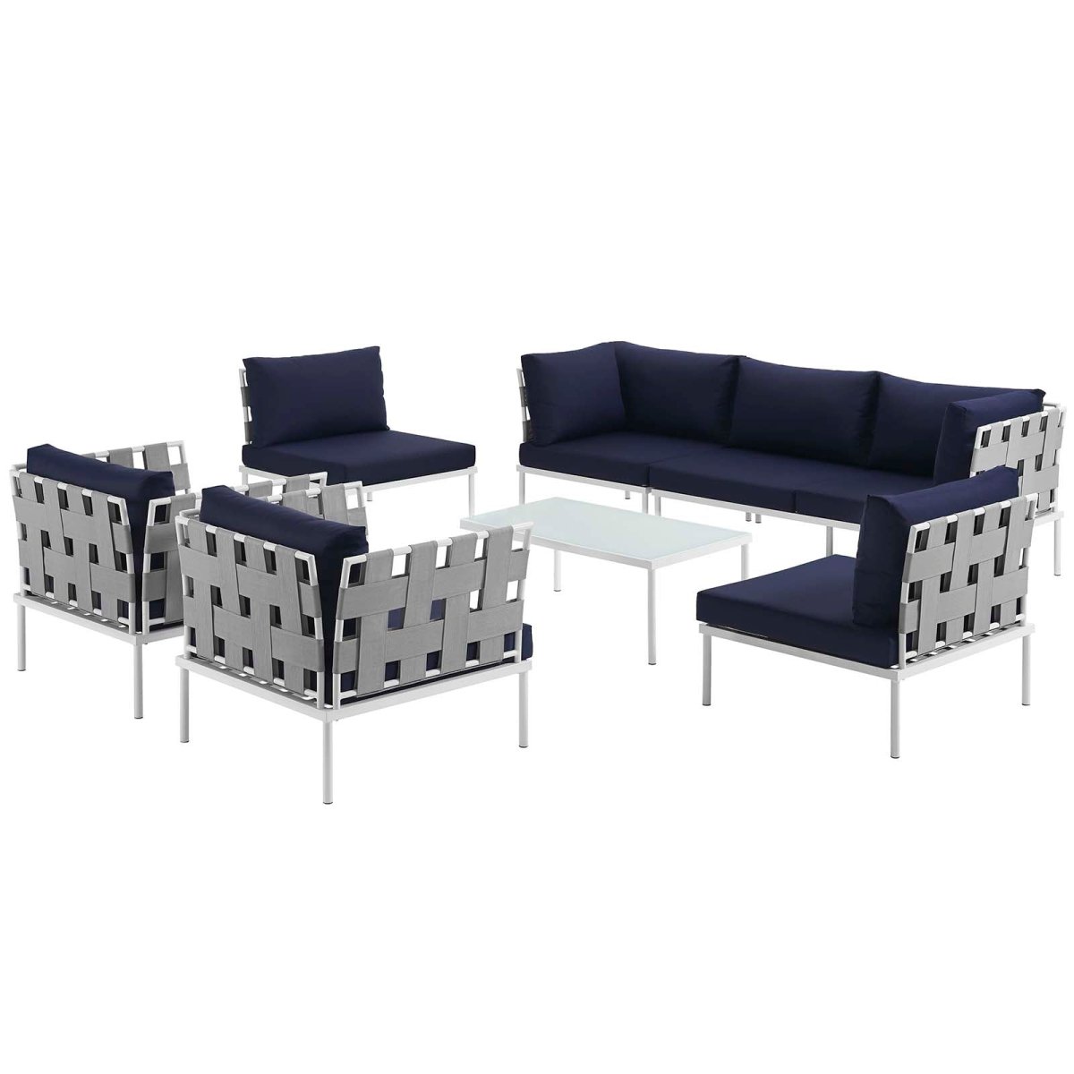 Harmony 8 Piece Outdoor Patio Aluminum Sectional Sofa Set - BUILDMYPLACE