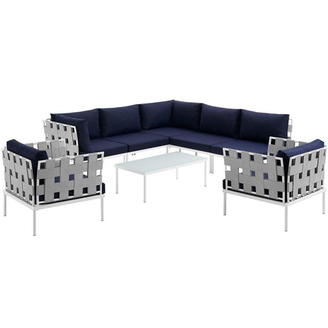 Harmony 8 Piece Outdoor Patio Aluminum Sectional Sofa Set - BUILDMYPLACE