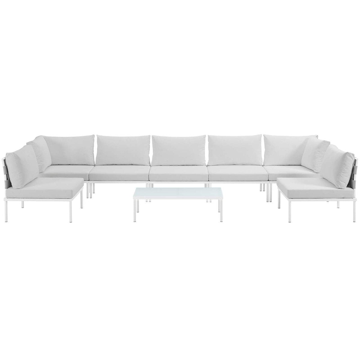 Harmony 8 Piece Outdoor Patio Aluminum Sectional Sofa Set W/ Cofee Table - BUILDMYPLACE