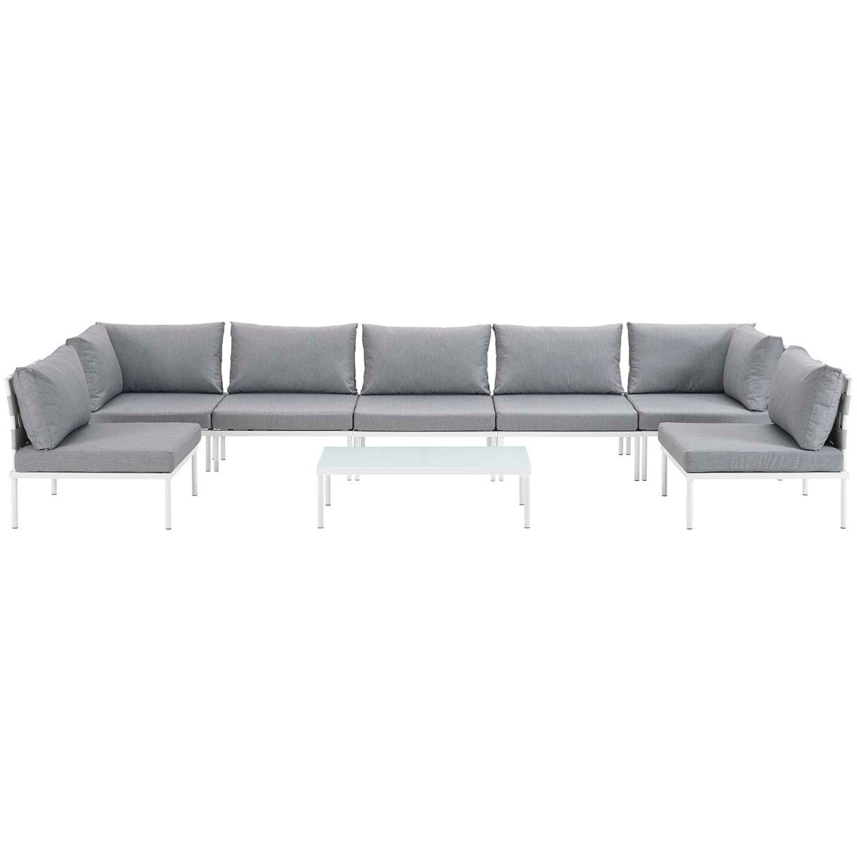Harmony 8 Piece Outdoor Patio Aluminum Sectional Sofa Set W/ Cofee Table - BUILDMYPLACE