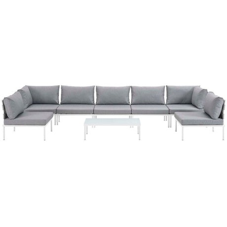 Harmony 8 Piece Outdoor Patio Aluminum Sectional Sofa Set W/ Cofee Table - BUILDMYPLACE