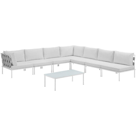 Harmony 8 Piece Outdoor Patio Aluminum Sectional Sofa Set W/ Cofee Table - BUILDMYPLACE