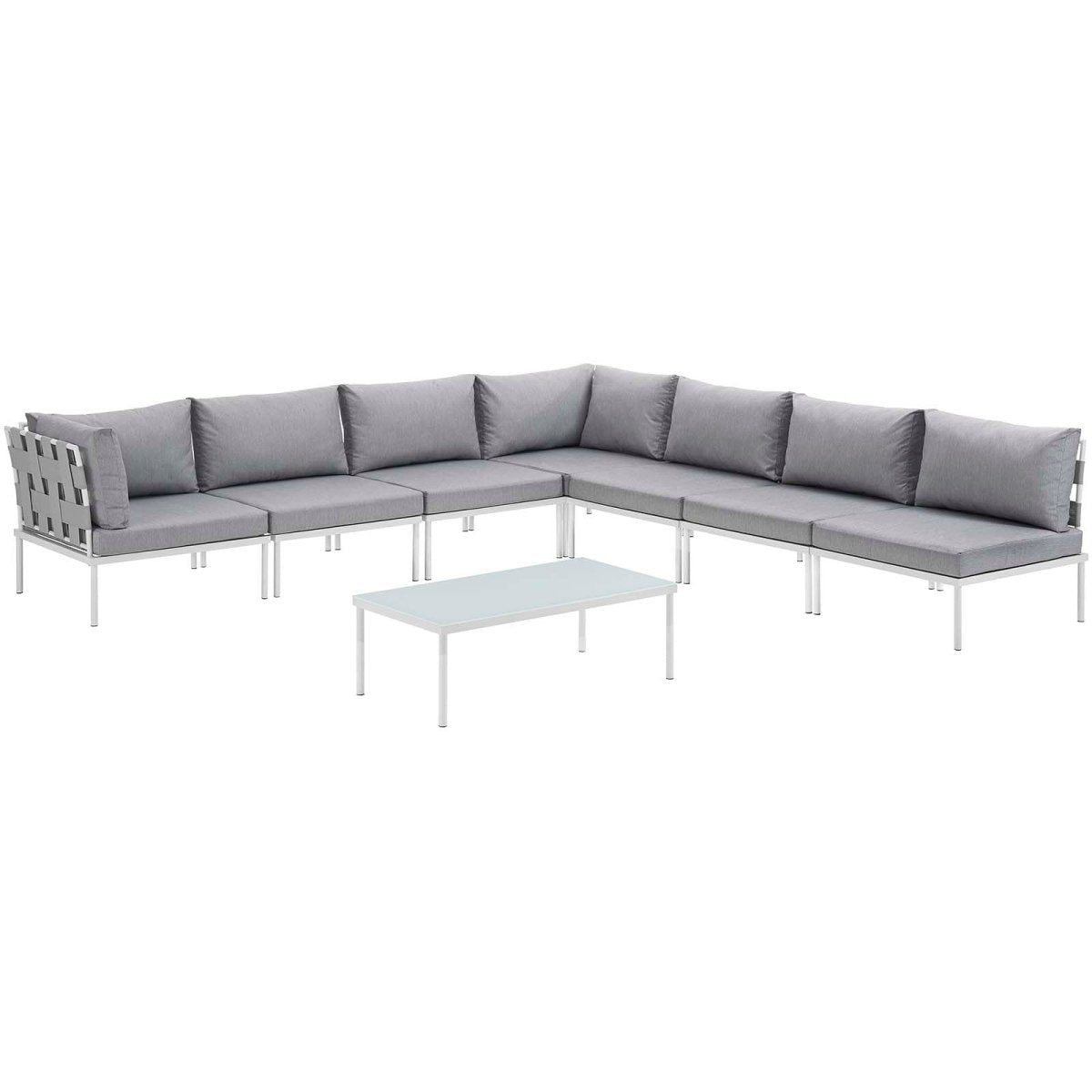 Harmony 8 Piece Outdoor Patio Aluminum Sectional Sofa Set W/ Cofee Table - BUILDMYPLACE