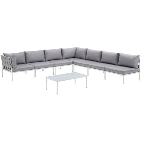 Harmony 8 Piece Outdoor Patio Aluminum Sectional Sofa Set W/ Cofee Table - BUILDMYPLACE