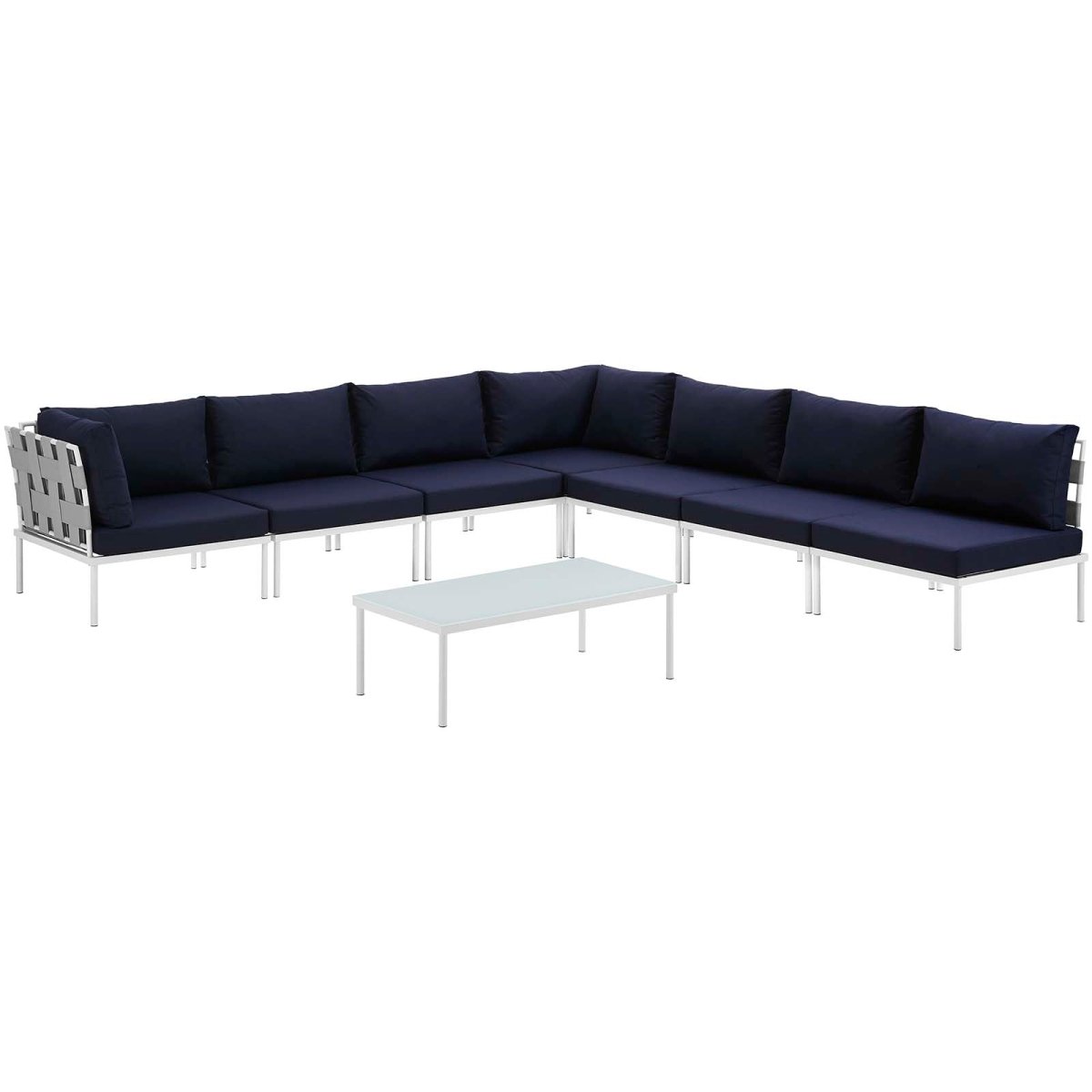 Harmony 8 Piece Outdoor Patio Aluminum Sectional Sofa Set W/ Cofee Table - BUILDMYPLACE