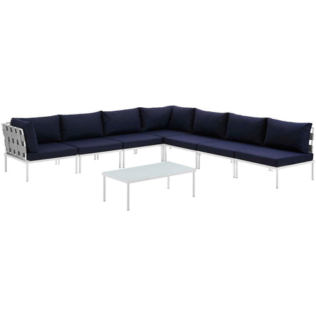 Harmony 8 Piece Outdoor Patio Aluminum Sectional Sofa Set W/ Cofee Table - BUILDMYPLACE