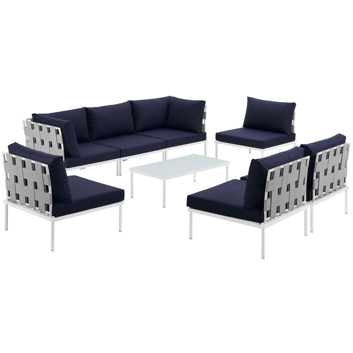 Harmony 8 Piece Outdoor Patio Aluminum Sectional Sofa Set W/ Cofee Table - BUILDMYPLACE
