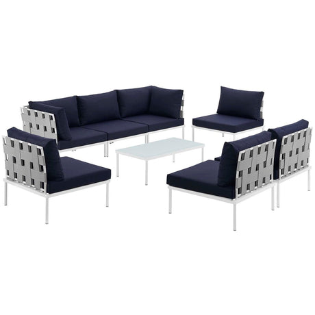 Harmony 8 Piece Outdoor Patio Aluminum Sectional Sofa Set W/ Cofee Table - BUILDMYPLACE