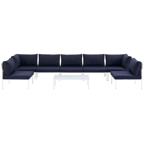 Harmony 8 Piece Outdoor Patio Aluminum Sectional Sofa Set W/ Cofee Table - BUILDMYPLACE