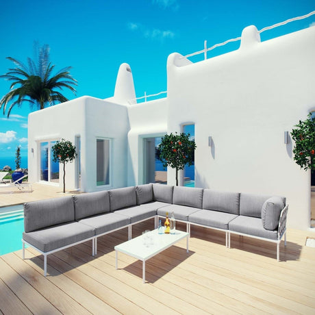 Harmony 8 Piece Outdoor Patio Aluminum Sectional Sofa Set W/ Cofee Table - BUILDMYPLACE
