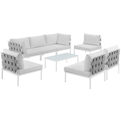 Harmony 8 Piece Outdoor Patio Aluminum Sectional Sofa Set W/ Cofee Table - BUILDMYPLACE