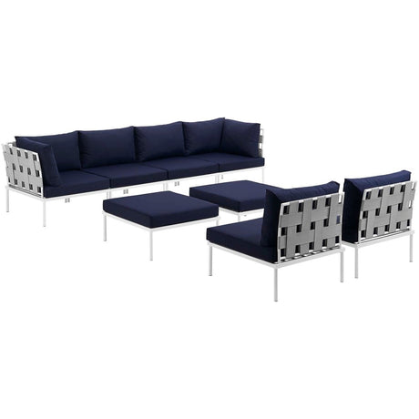 Harmony 8 Piece Outdoor Patio Aluminum Sectional Sofa Set W/ Ottoman - BUILDMYPLACE