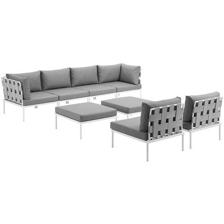 Harmony 8 Piece Outdoor Patio Aluminum Sectional Sofa Set W/ Ottoman - BUILDMYPLACE