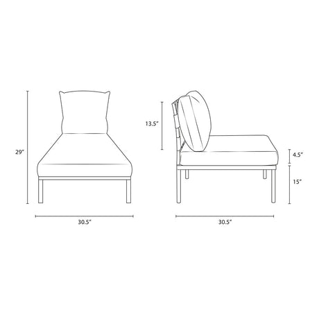 Harmony Armless Outdoor Patio Aluminum Chair - BUILDMYPLACE