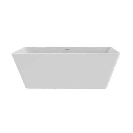 Harmony - II 59" Acrylic Freestanding Bathtub, Glossy White with Chrome Drain and Overflow Cover, Rectangular Freestanding Soaking Tub, cUPC Certified - BUILDMYPLACE