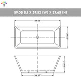 Harmony - II 59" Acrylic Freestanding Bathtub, Glossy White with Chrome Drain and Overflow Cover, Rectangular Freestanding Soaking Tub, cUPC Certified - BUILDMYPLACE