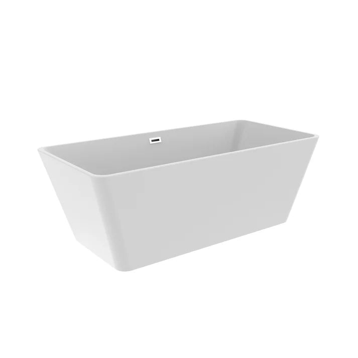 Harmony - II 59" Acrylic Freestanding Bathtub, Glossy White with Chrome Drain and Overflow Cover, Rectangular Freestanding Soaking Tub, cUPC Certified - BUILDMYPLACE