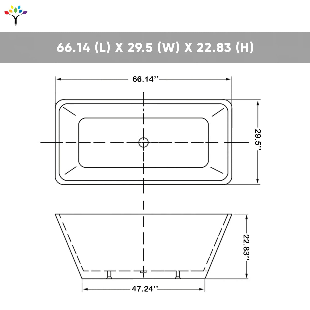 Harmony - II 66 in. Acrylic Freestanding Soaking Bathtub in Glossy White with Drain Assembly, Overflow Groove & Overflow Pipe - BUILDMYPLACE