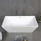 Harmony - II 66 in. Acrylic Freestanding Soaking Bathtub in Glossy White with Drain Assembly, Overflow Groove & Overflow Pipe - BUILDMYPLACE