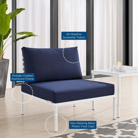 Harmony Sunbrella Basket Weave Outdoor Patio Aluminum Armless Chair - BUILDMYPLACE
