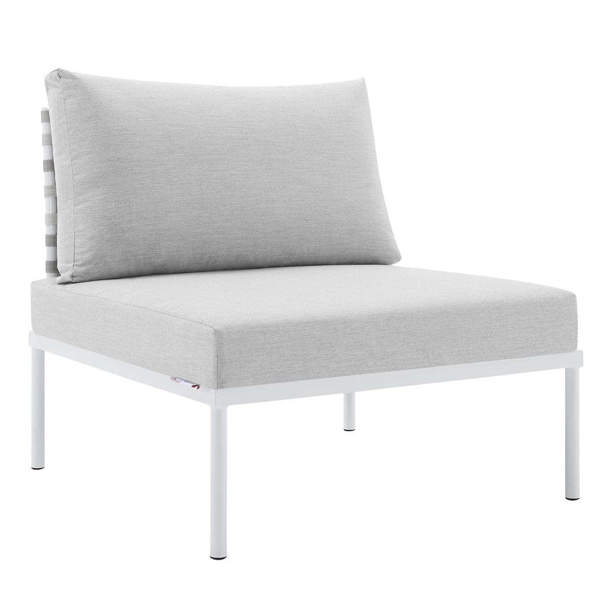 Harmony Sunbrella Basket Weave Outdoor Patio Aluminum Armless Chair - BUILDMYPLACE