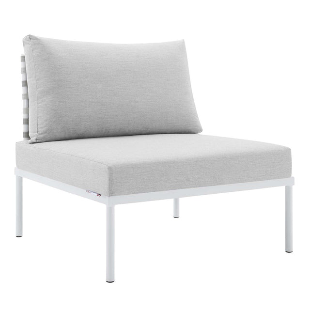 Harmony Sunbrella Basket Weave Outdoor Patio Aluminum Armless Chair - BUILDMYPLACE