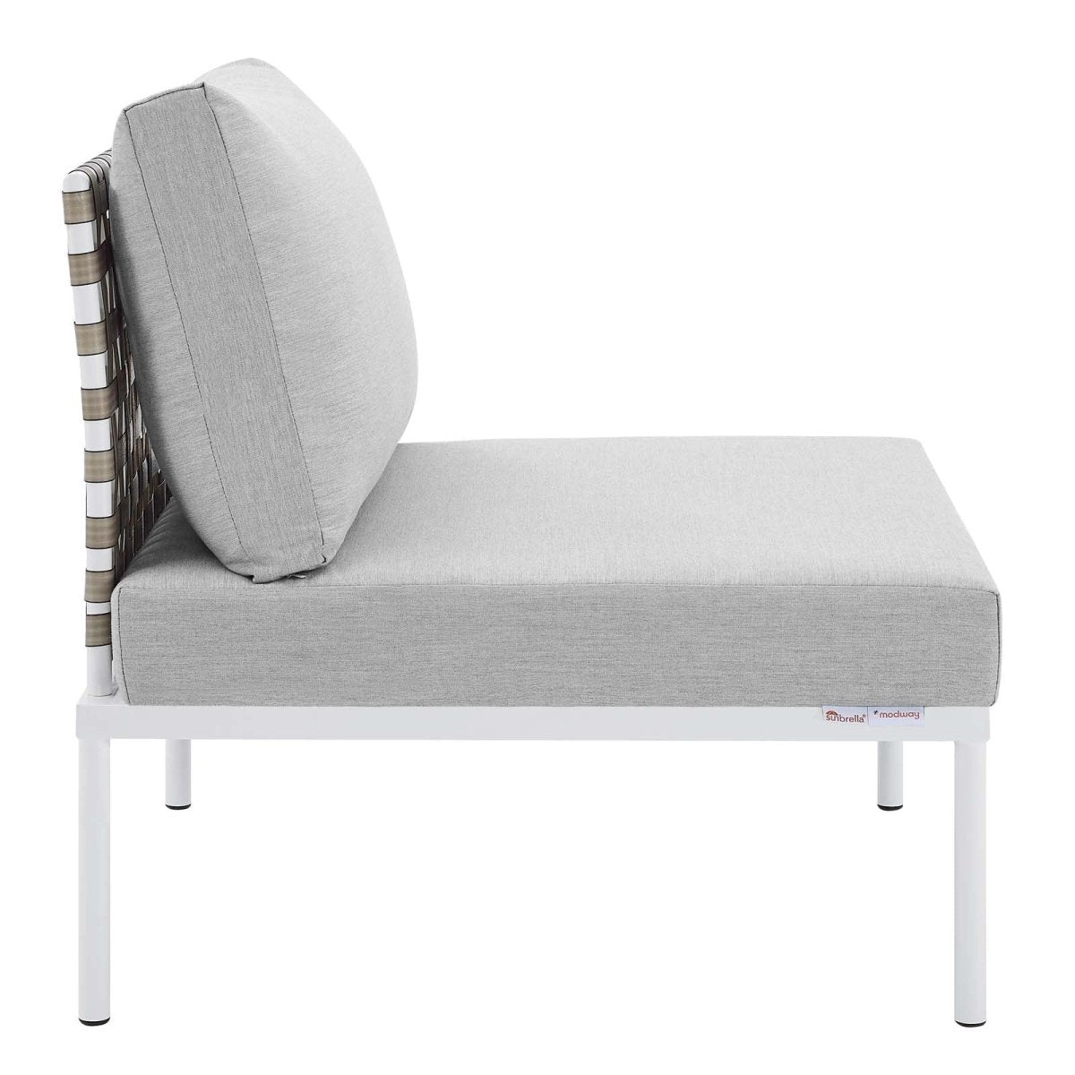 Harmony Sunbrella Basket Weave Outdoor Patio Aluminum Armless Chair - BUILDMYPLACE