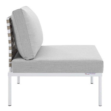Harmony Sunbrella Basket Weave Outdoor Patio Aluminum Armless Chair - BUILDMYPLACE