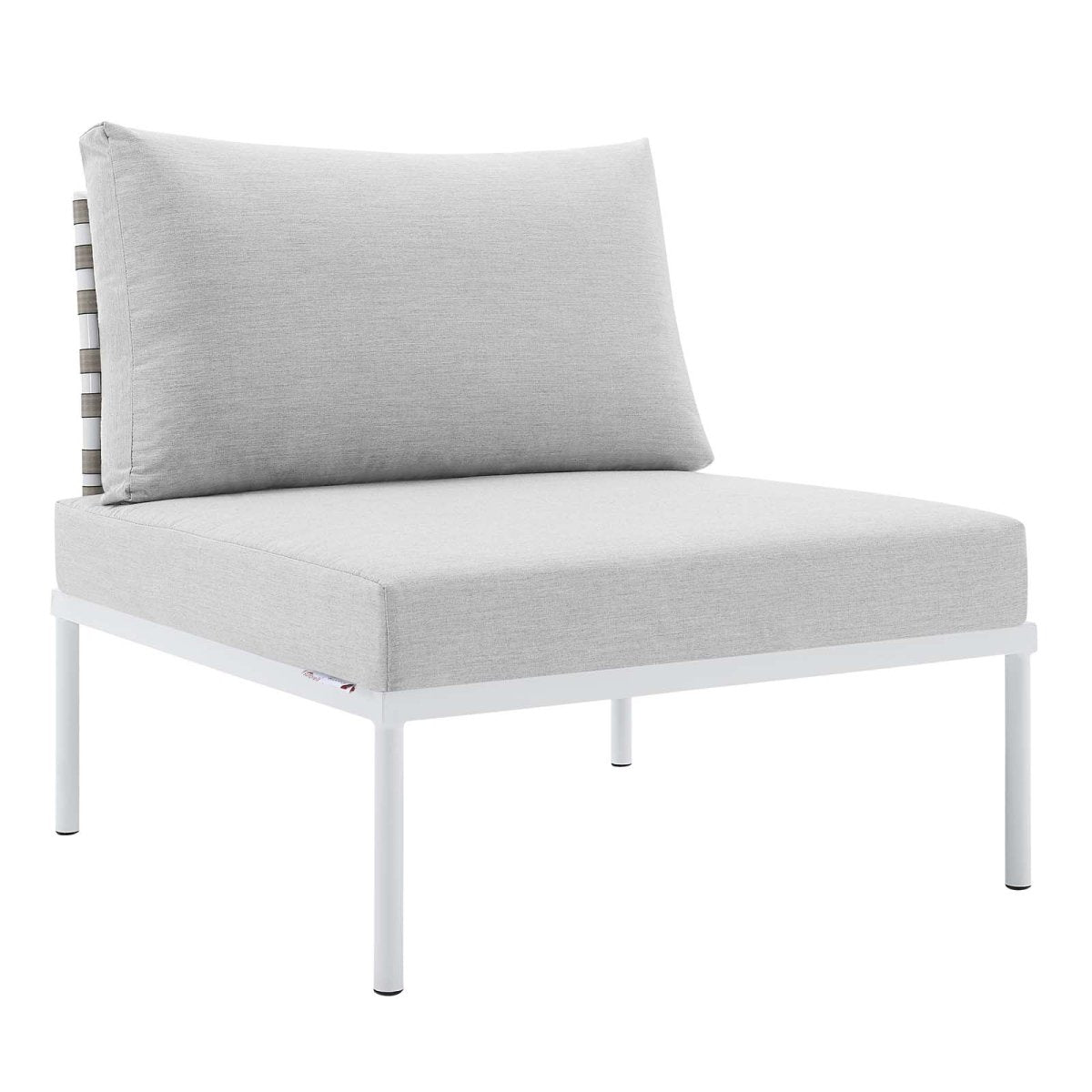 Harmony Sunbrella Basket Weave Outdoor Patio Aluminum Armless Chair - BUILDMYPLACE