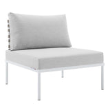 Harmony Sunbrella Basket Weave Outdoor Patio Aluminum Armless Chair - BUILDMYPLACE