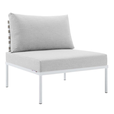 Harmony Sunbrella Basket Weave Outdoor Patio Aluminum Armless Chair - BUILDMYPLACE