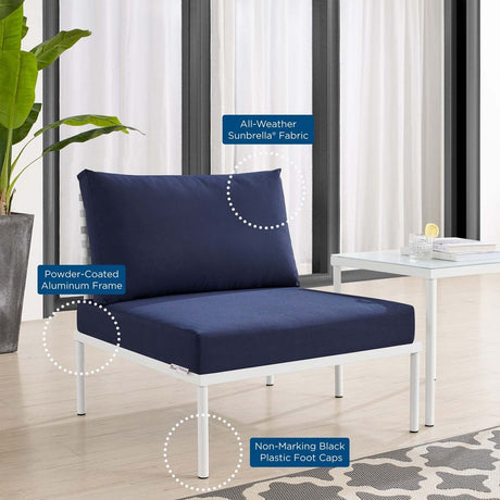 Harmony Sunbrella Basket Weave Outdoor Patio Aluminum Armless Chair - BUILDMYPLACE