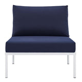 Harmony Sunbrella Basket Weave Outdoor Patio Aluminum Armless Chair - BUILDMYPLACE