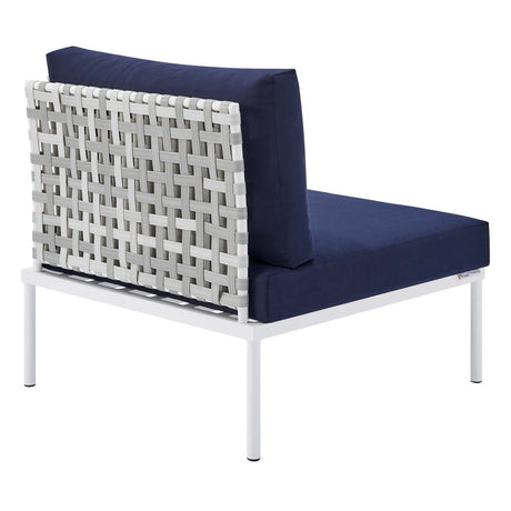 Harmony Sunbrella Basket Weave Outdoor Patio Aluminum Armless Chair - BUILDMYPLACE