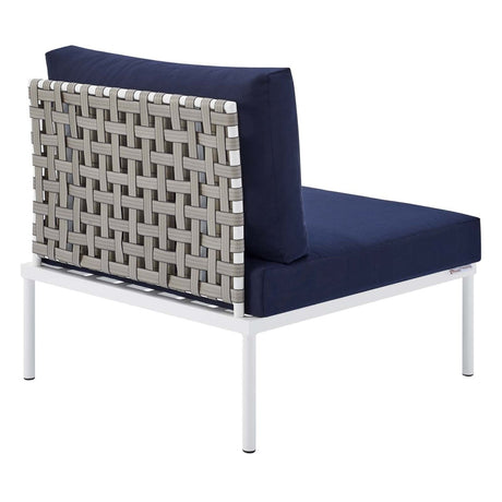 Harmony Sunbrella Basket Weave Outdoor Patio Aluminum Armless Chair - BUILDMYPLACE