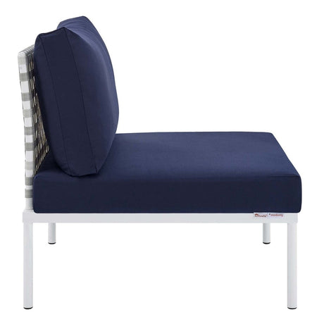 Harmony Sunbrella Basket Weave Outdoor Patio Aluminum Armless Chair - BUILDMYPLACE