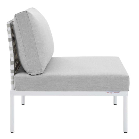Harmony Sunbrella Basket Weave Outdoor Patio Aluminum Armless Chair - BUILDMYPLACE