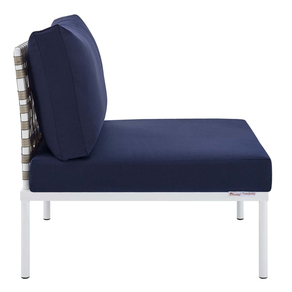Harmony Sunbrella Basket Weave Outdoor Patio Aluminum Armless Chair - BUILDMYPLACE