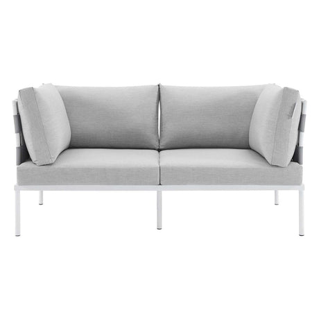 Harmony Sunbrella Outdoor Patio Aluminum Loveseat - BUILDMYPLACE