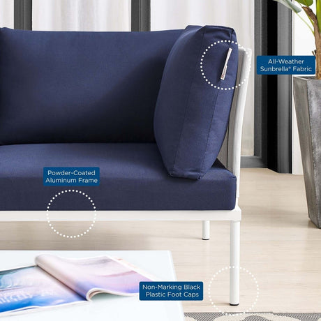 Harmony Sunbrella Outdoor Patio Aluminum Loveseat - BUILDMYPLACE