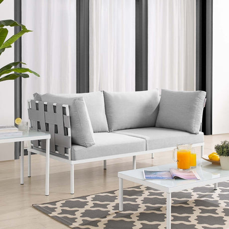 Harmony Sunbrella Outdoor Patio Aluminum Loveseat - BUILDMYPLACE